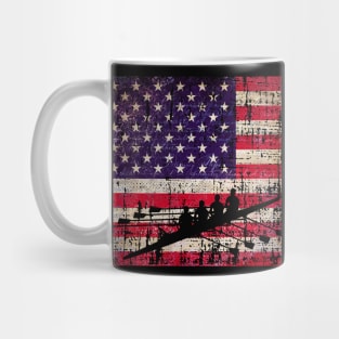 Rowing Sculling Distressed American Flag Mug